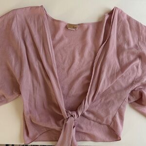 Pink Tie Front Blouse
